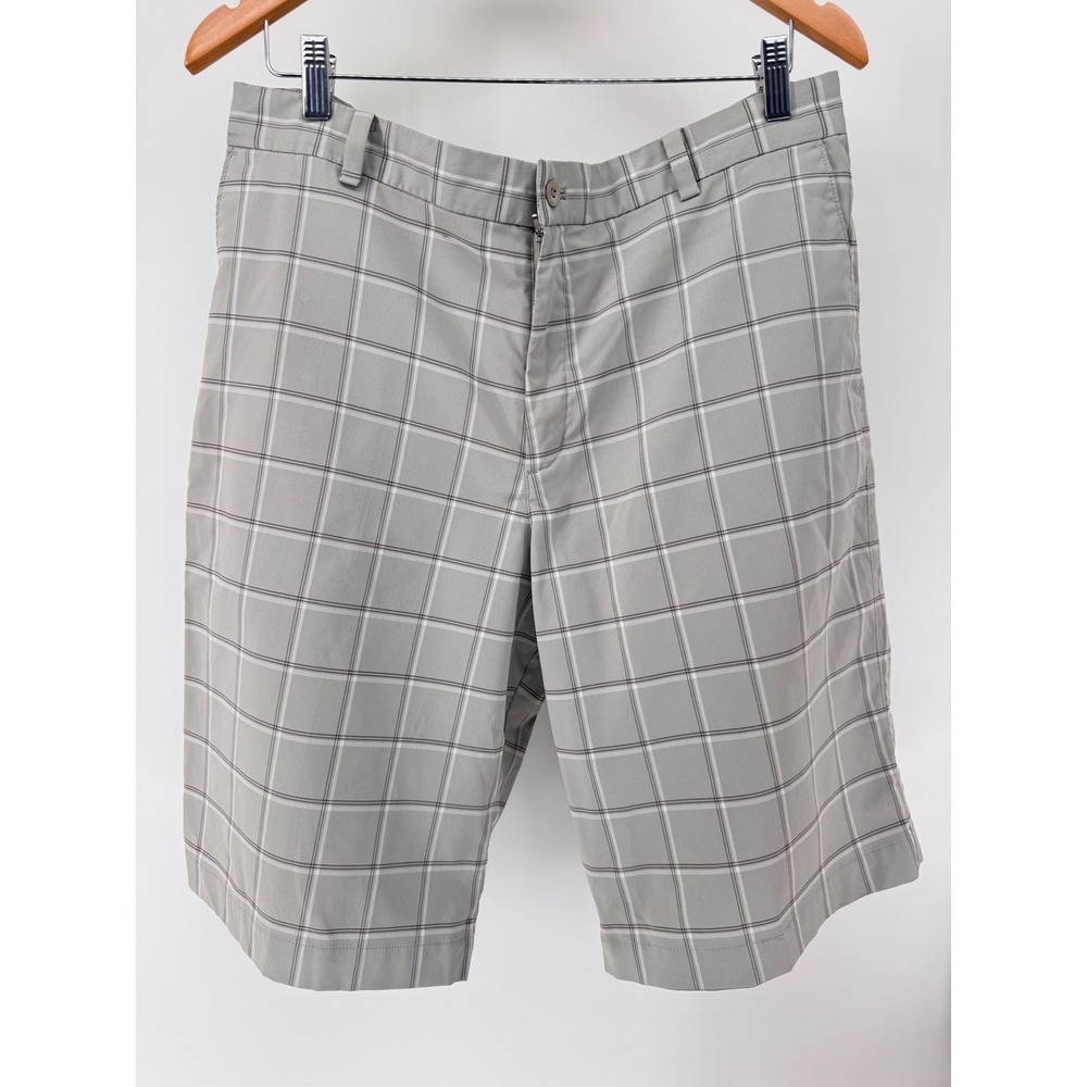 Nike Golf Shorts Mens 36 Tan Plaid‎ Flat Front Stretch Checkered Summer Casual